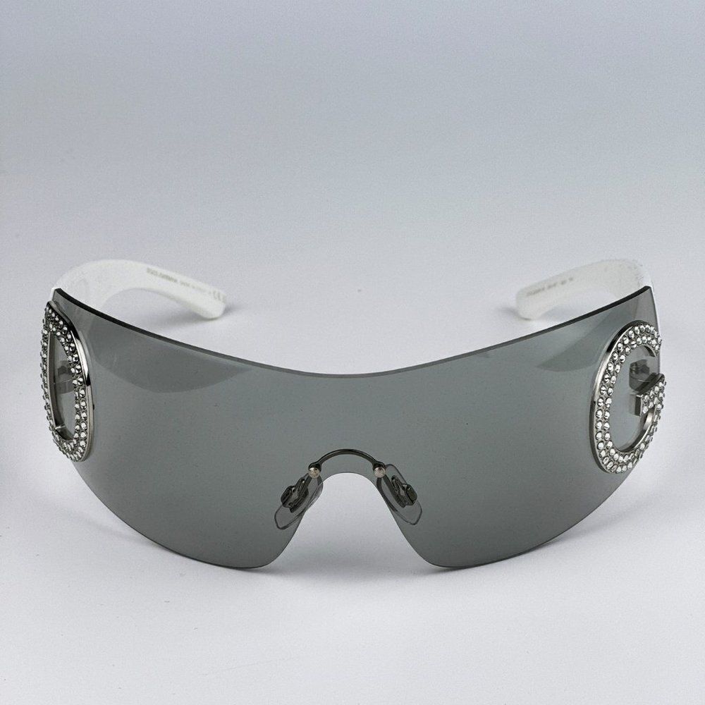 NEW D&G DG2298B 06/87 Light Grey Rimless Pillow Women Sunglasses